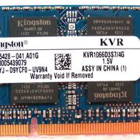 Kingston - 4GB RAM - KVR1066D3S7/4G - 1066MHz - DDR3 SODIMM - 204Pin - PC3-8500 -1,5V