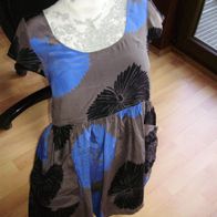 Lux Kleid blau bunt Muster 100% Seide ausgefallen S