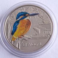 3 Euro 2017 Österreich Tiertaler Eisvogel handgehoben + Folder!