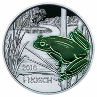 3 Euro 2018 Österreich Tiertaler FROSCH handgehoben + Folder!