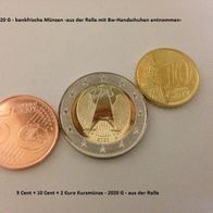 2020 2 Euro G + 5 + 10 Cent G -Bankfrisch- aus der Rolle -