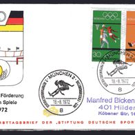BRD / Bund 1972 Olympiamarken Zusammendruck W 32 FDC gelaufen !TOP Rarität!