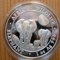1 oz Silbermünze Somalia Elefant (Elephant) 2014 , in Münzkapsel