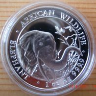 1 oz Silbermünze Somalia Elefant (Elephant) 2018 , in Münzkapsel