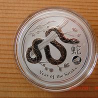 1 oz Silbermünze Lunar 2 Schlange 2013 Privy Mark Löwe, in Münzkapsel
