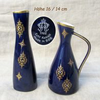 2 wunderschöne DDR Porzellan Vasen - Volkstedt Thüringen Echt Kobalt * Vintage