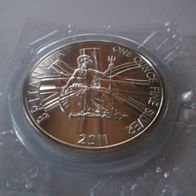Britannia 2011, 1 oz Fine Silver, 2 Pounds, Originalfolie