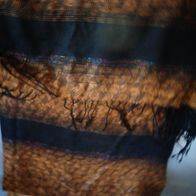Schal Stola Tuch mit Fransen braun schwarz z.T. mit Glitzerfäden 180 x 65 cm neu