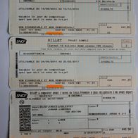 9 Bahn-Fahrscheine aus Frankreich (SNCF/ Grand Est) aus den Jahren 2015 bis 2023