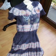 Desigual Kleid blau bunt Batik bestickt Gr 38