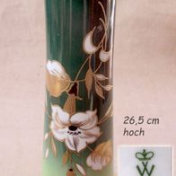 DDR Wallendorf Porzellan * schlanke Vase grün Goldrelief handgemalt 26 cm hoch