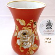 DDR Wallendorf Porzellan * schöne Vase 16 cm * Schaubachkunst Goldrelief handgemalt