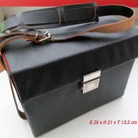 stabile Box / Tasche mit langem Leder-Tragegurt Transporttasche Bereitschaftstasche