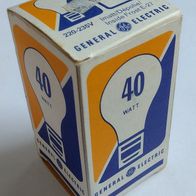 General Electric 40 Watt Glühbirne a.d.1960er Jahren leere Verpackung Werbung Reklame