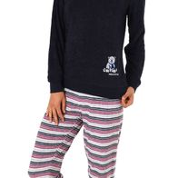 Damen Frottee Pyjama Langarm – Kuscheliger Schlafanzug Mit Applikation, 80% Baumwolle