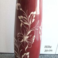 DDR Vase / Blumenvase Wagner & Apel Porzellan weiß mit braunem Überfang & Blüten