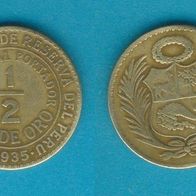 Peru 1/2 Sol De Oro 1935