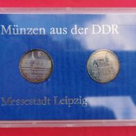 Set 2 x 5 DDR Mark Neusilber Messestadt Leipzig 1984, sehr rar/ selten