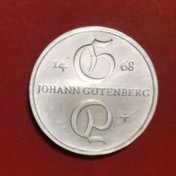 10 DDR Mark Silber Münze Johann Gutenberg von 1968