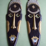 2x afrikanische Wandmaske Gesicht Kopf L=78cm Holz Deko Wand Kaktus Holzmaske