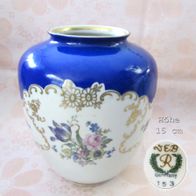 DDR * herrliche bauchige Vase 15 cm hoch Reichenbach Porzellan mit blauem Dekor