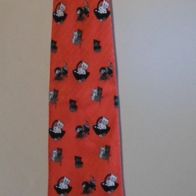 Krawatte, rot mit Katzen/ Tiermotiven (T#)