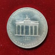 10 DM ark 200 Jahre Brandenburger Tor 1991, Prägestätte A, 625er Silber