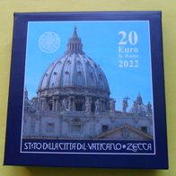 Vatikan 2022 20 Euro Gedenkmünze Kuppel St. Peter mit Etui