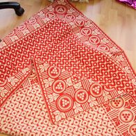 Tischdecke rustikal rot weiß Muster 131 x 135 cm