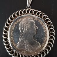 Anhänger Silber 835 mit gefasstem Maria Theresia Thaler