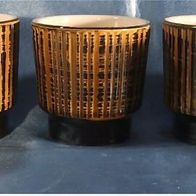 5 x Bowle-Becher aus Keramik - Mit längs geriffelter Struktur - ca. 0,2 Lt. Volumen