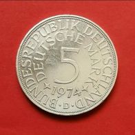 5 DMark Silberadler - Heiermann 1974 D Münze in 625er Silber