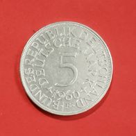 5 DMark Silberadler - Heiermann 1960 F Münze in 625er Silber
