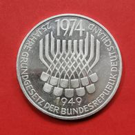 5 DMark 25 Jahre Grundgesetz der BRD 1974, Prägestätte F in 625er Silber