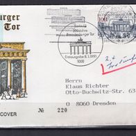 BRD / Bund 1991 200 Jahre Brandenburger Tor, Berlin MiNr. 1492 FDC gelaufen -1-