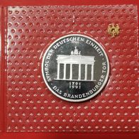 10 DMark PP Münze 200 Jahre Brandenburger Tor von 1991 A, 625er Silber