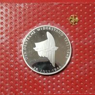 10 DMark PP Münze Der Deutsche Widerstand von 1994 A, 625er Silber