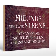 Holzschild Spruch 30x20cm Freunde sind wie Sterne Geschenk Deko Schild