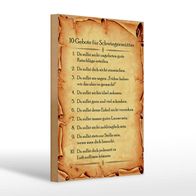 Holzschild Spruch 20x30 cm 10 Gebote für Schwiegermütter Deko Schild
