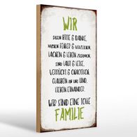 Holzschild Spruch 20x30 cm wir sind eine tolle Familie Schild wooden