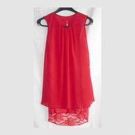 Rotes Kleid, Designerkleid Hell-Rot ärmellos Gr. 36/38 gefüttert Spitze neuwertig