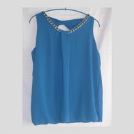 Lässiges Top Shirt Gr. One Size 36-40, Blau, mit Kette