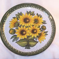 Gmundner Keramik Wandteller - " Sonnenblumen ", gemarkt und signiert * **
