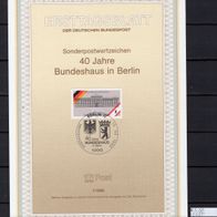 Berlin 1990 40 Jahre Bundeshaus in Berlin MiNr. 867 ETB 7/1990 ESST