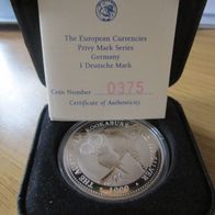 Australien Kookaburra 1999 Privy Mark Germany, 1 oz 999 Silber, Zertifikat