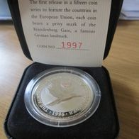 Australien Kookaburra 1996 PM Brandenburger Tor, 1 oz 999 Silber, Zertifikat
