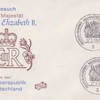 Ersttagsbrief FDC Besuch Königin Elizabeth II. in Hannover (27.5.65)