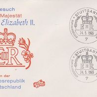 Ersttagsbrief FDC Besuch Königin Elizabeth II. in Stuttgart (24.5.65)