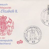 Ersttagsbrief FDC Besuch Königin Elizabeth II. in Wiesbaden (20.5.65)
