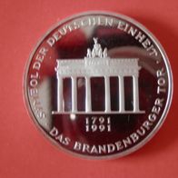 BRD 10 DM - Silber-Münze "200 Jahre - Brandenburger Tor" PP aus 1991in PP > A <